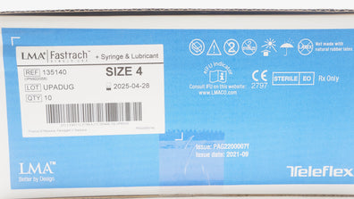 Teleflex 135140 LMA Laryngeal Mask Airway+Syringe & Lubricant Size 4 - Box of 10